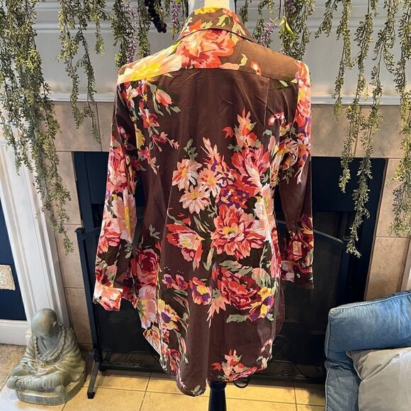 Soft Surroundings brown floral pull over tunic PS - Picture 7 of 13